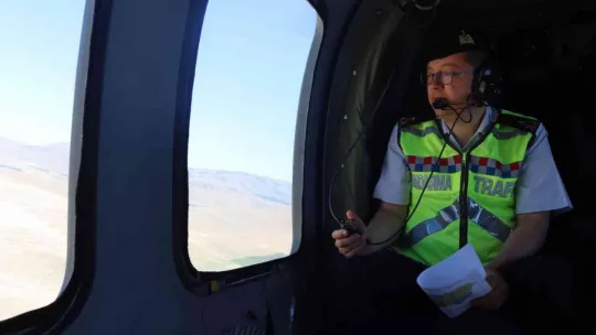 Helikopterli trafik denetimde 539 araç kontrol edildi