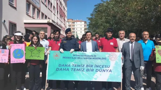 İncesu'da öğrenciler poşet poşet çöp topladı