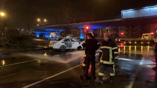 Kontrolden çıkan otomobil ağacı devirerek takla attı: 2 yaralı