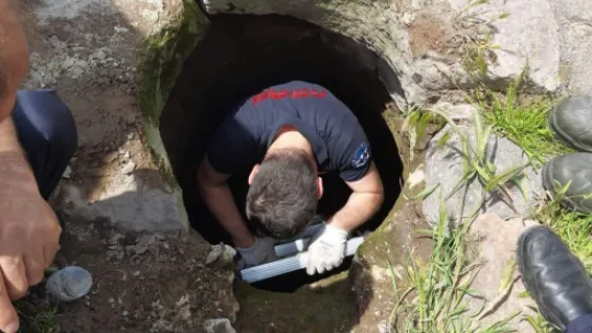 Kuyuya düşen yavru kediyi itfaiye kurtardı