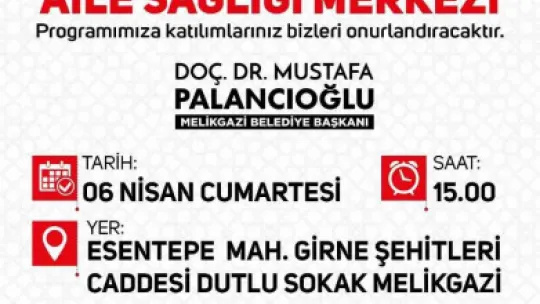 Melikgazi'de bir ASM daha hizmete giriyor