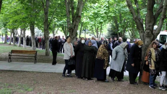 Organik domates fidesi almak için metrelerce kuyruk oluşturdular