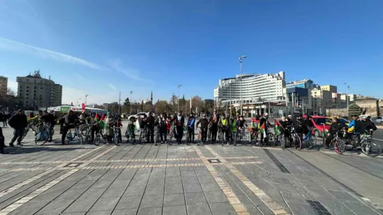 Pedal çevirerek İsrail vahşetini protesto ettiler