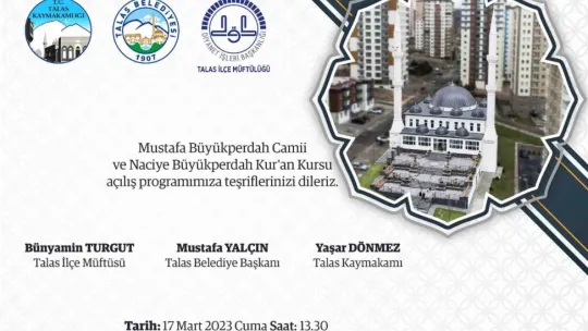 Talas Büyükperdah Camii açılıyor