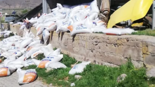 Virajı alamayan kamyon devrildi: 1 yaralı