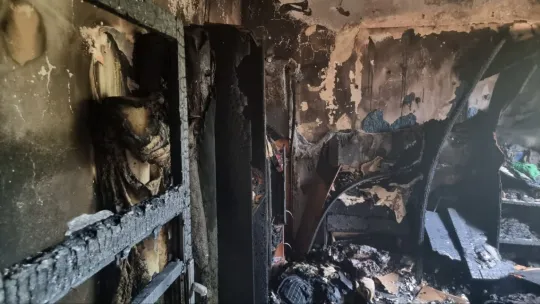 Yavru kediyi alevlerin arasından itfaiye ekipleri kurtardı