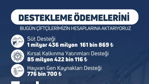 1 milyar 522 milyon liralık destek ödemesi bugün hesaplara yatırılacak