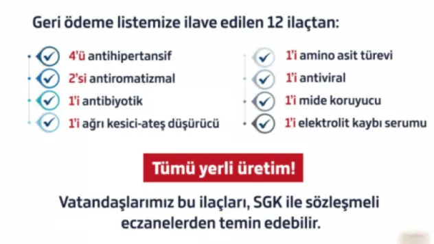 12 yerli üretim ilaç geri ödeme listesine alındı