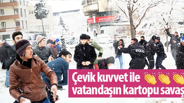 Çevik kuvvet ile vatandaşın kartopu savaşı