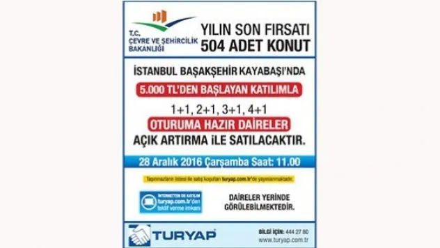 Çevre Bakanlığı 504 konutu satışa çıkarıyor