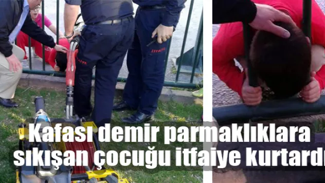  Kafası demir parmaklıklara sıkışan çocuğu itfaiye kurtardı