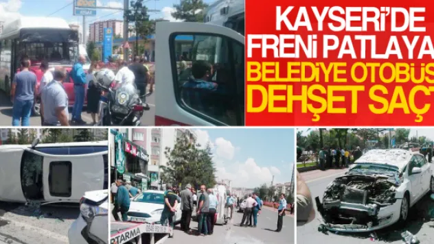 KAYSERi'DE FRENi PATLAYAN BELEDiYE OTOBÜSÜ DEHŞET SAÇTI