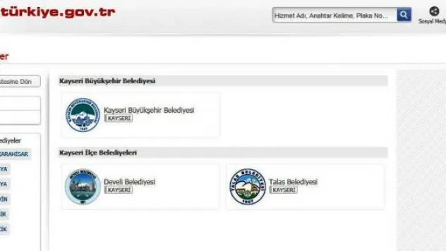 Kayseri'de 14 belediyenin e-devlet hizmeti yok