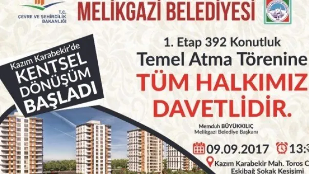 396 dairelik konutun temelini atacak
