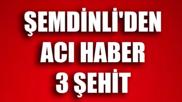 ŞEMDİNLİ'DEN ACI HABER: 3 ŞEHİT
