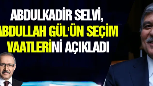 Abdulkadir Selvi, Abdullah Gül'ün seçim vaatlerini açıkladı