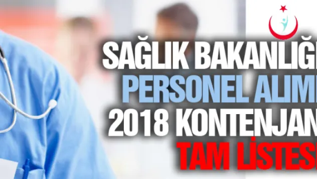 Sağlık Bakanlığı personel alımı 2018 kontenjan tam listesi