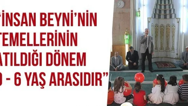 'İNSAN BEYNİ'NİN TEMELLERİNİN ATILDIĞI DÖNEM  0 - 6 YAŞ ARASIDIR'  