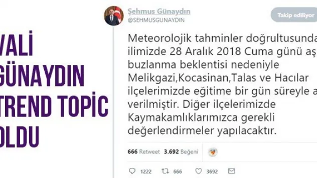 Vali Günaydın Trend Topic Oldu