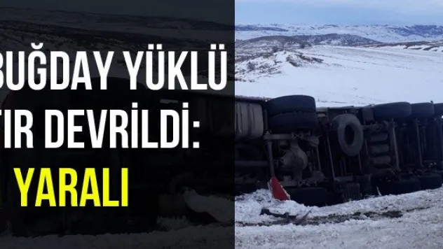 Buğday Yüklü Tır Devrildi: 1 Yaralı
