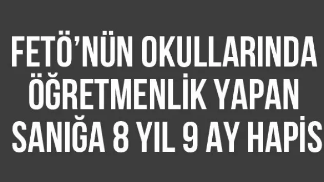 FETÖ'nün okullarında öğretmenlik yapan sanığa 8 yıl 9 ay hapis