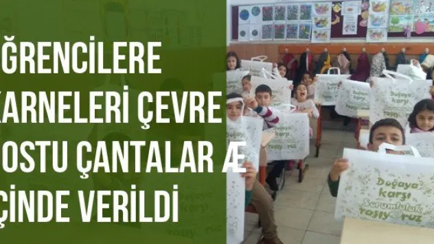 Öğrencilere Karneleri Çevre Dostu Çantalar İçinde Verildi