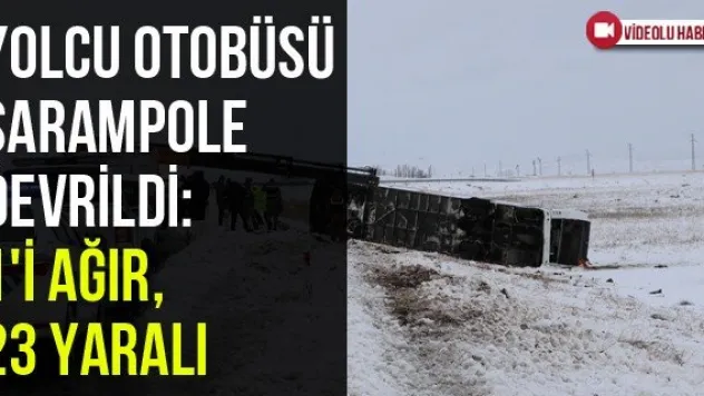 Yolcu otobüsü şarampole devrildi: 1'i ağır, 23 yaralı