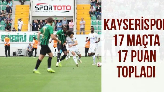 Kayserispor 17 maçta 17 puan topladı