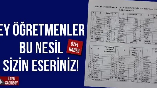 EY ÖĞRETMENLER BU NESİL SİZİN ESERİNİZ!
