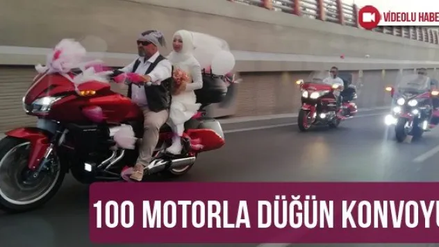 100 motorla düğün konvoyu