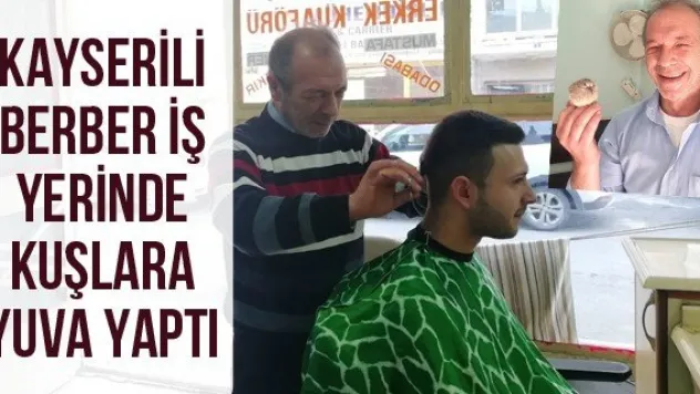 Kayserili berber iş yerinde kuşlara yuva yaptı