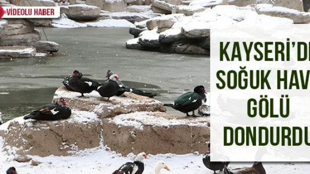 Kayseri'de soğuk hava gölü dondurdu