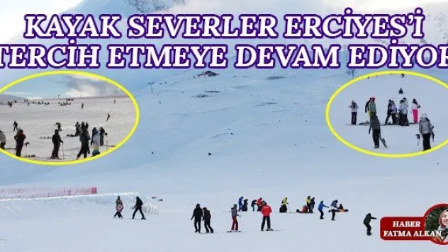 Kayak severler Erciyes'i tercih etmeye devam ediyor