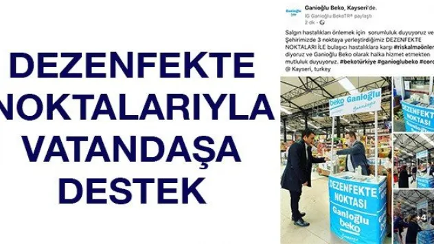 Dezenfekte noktalarıyla vatandaşa destek