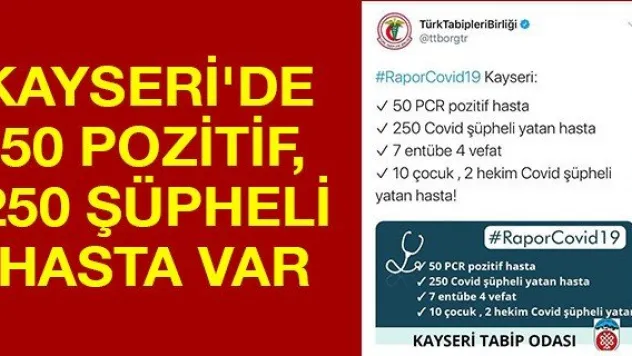 Kayseri'de 50 pozitif hasta, 250 şüpheli hasta var
