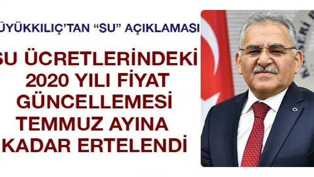 Su Ücretlerindeki 2020 Yılı Fiyat Güncellemesi Temmuz Ayına Kadar Ertelendi