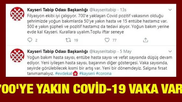 700'YE YAKIN COVİD-19 VAKA VAR!