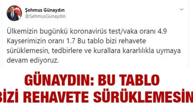 Günaydın: Bu tablo bizi rehavete sürüklemesin