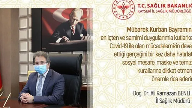 İl Sağlık Müdürü'nden maskeli, Covid-19 uyarılı bayram kutlaması