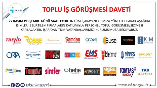 500 kişilik alım için toplu iş görüşmesi gerçekleşecek