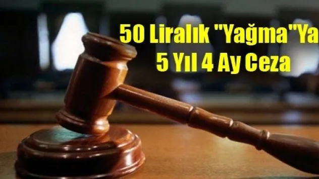 50 Liralık 'Yağma'Ya, 5 Yıl 4 Ay Ceza