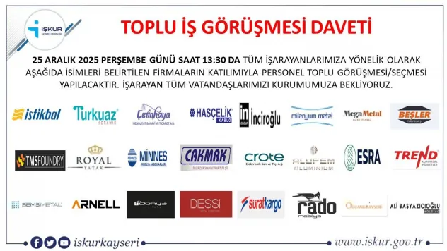 598 kişilik alım için toplu iş görüşmesi gerçekleşecek