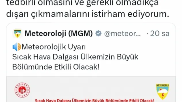 Bakan Özhaseki sıcak havalar konusunda uyardı: 'Gerekli olmadıkça dışarı çıkmayalım'