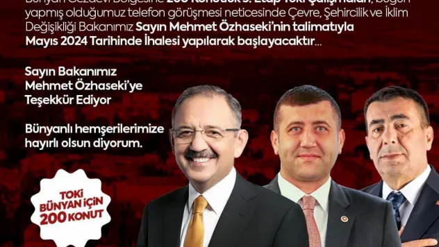 Baki Ersoy'dan Bünyan'a büyük müjde