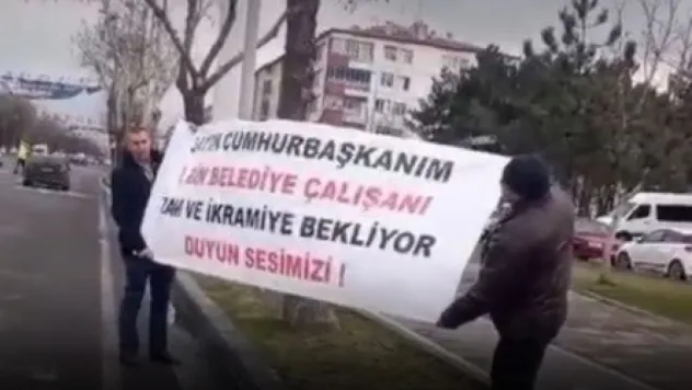 Belediye Çalışanlarından, Cumhurbaşkanı'na Pankartlı Talep