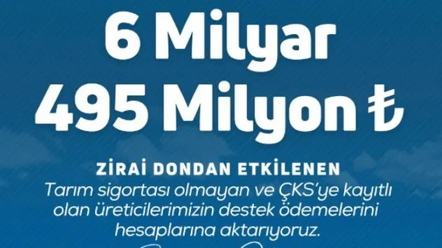 ÇKS'ye kayıtlı üreticilere 6 milyar 495 milyon TL daha destek aktarılacak