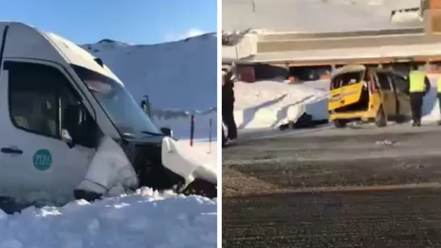 Erciyes'te yolcu servisi ile ticari araç çarpıştı 11 yaralı