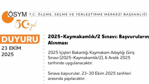 Kaymakamlık sınavı başvuruları başladı