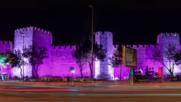 Kayseri Kalesi, bir hafta boyunca mor renge büründü