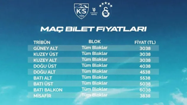 Kayserispor - Galatasaray maçının biletleri satışa çıktı